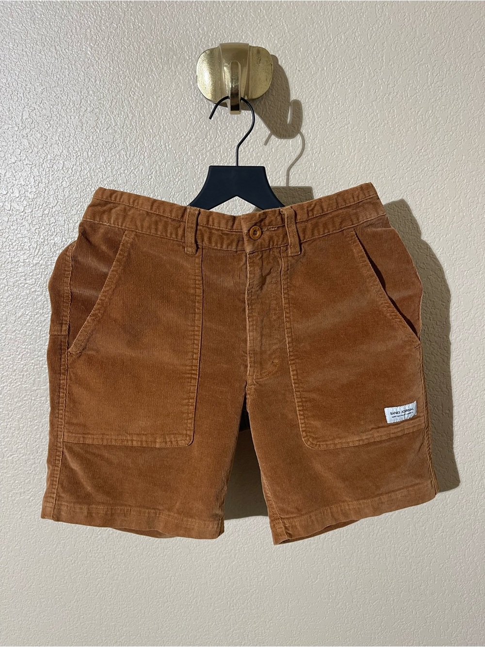 Banks Journal Men's Corduroy Flat Front Shorts in Brown